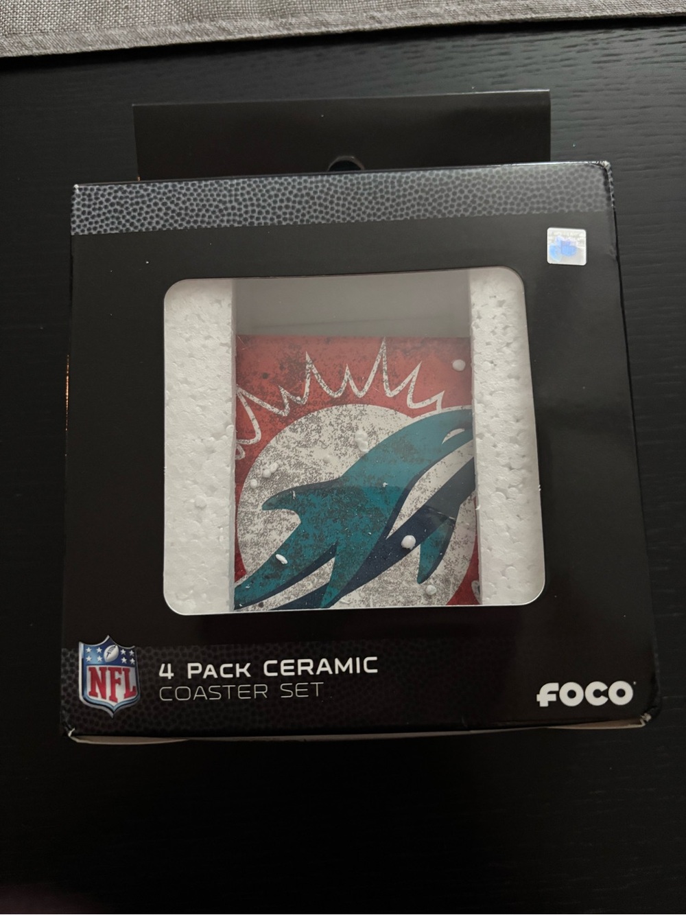 FOCO NFL Miami Dolphins 4-Pack Ceramic Coaster Set - Teal & Orange